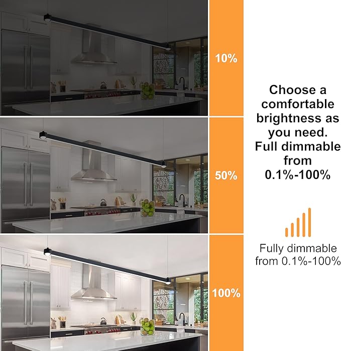 Room Decor Modern Chandelier LED Linear Chandelier Pendant Lighting for Living Room Office Dining Room Kitchen Island Billiard Room, Black 3000K-6000K 15W, Dimmable Brightness