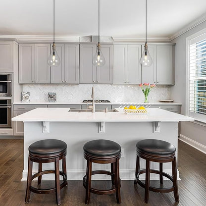 LALUZ Pendant Light Kitchen Island, 1-Light Farmhouse Kitchen Island Lights Rustic Teardrop Adjustable Hanging Pendant Light Fixtures with Seeded Glass Shade