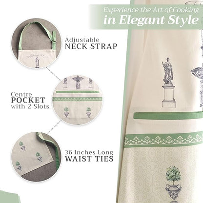 Maison d' Hermine 100% Cotton Apron for women with Pocket Kitchen Chef Apron for Men Cooking Mothers Day Gifts