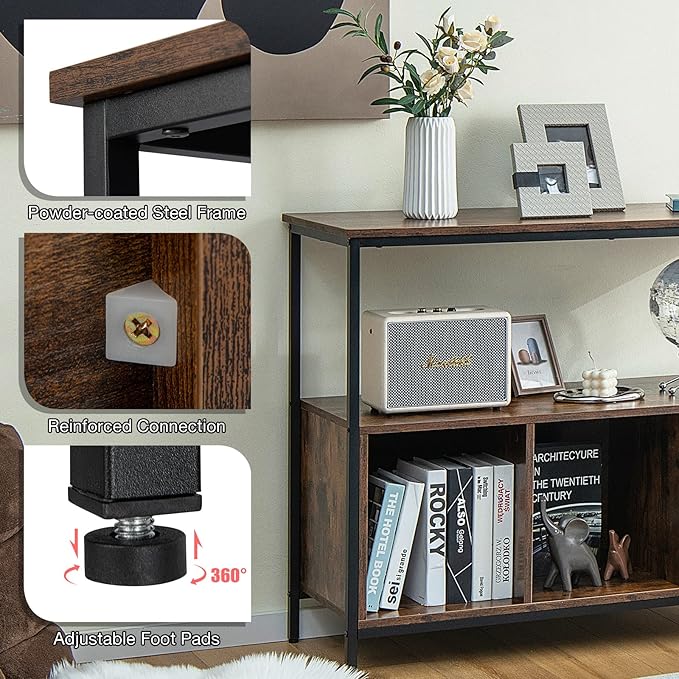PETSITE Sideboard Buffet Table with Storage Cabinet & Shelves, Industrial Microwave Oven Stand, Coffee Bar Station, Stationary Kitchen Island Cart