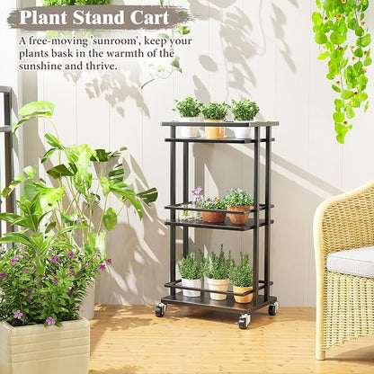 OKZEST 3 Tier Bar Cart for Home, Rolling Mini Liquor Bar for Wine Beverage Dinner Party, Utility Kitchen Storage Island Serving Cart on Wheels, Coffee Bar Cabinet for Kitchen Dining Living Room, Black