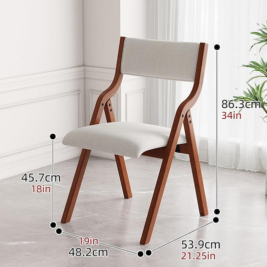 Ball & Cast Upholstered Folding Dining Chairs Set of 2, Foldable Wooden Chair 2-Pack, Portable Office Meeting-Chair for Kitchen Outdoor Activity, Easy Carry & Storage, Cherry+Cream