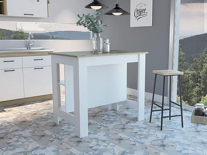 GOWE Cala Kitchen Island Antil, Three Shelves, Four Legs -Light Oak/White