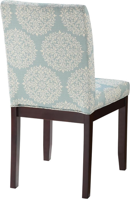OSP Home Furnishings Dakota Upholstered Parsons Dining Chair with Espresso Finish Wood Legs, Gabrielle Sky