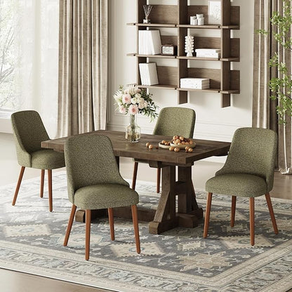 MALOL Dining Chairs Set of 2, Upholstered Dining Room Chair with Wood Legs, High-Back Padded Kitchen Chairs for Dining Room/Restaurant/Cafe, Green