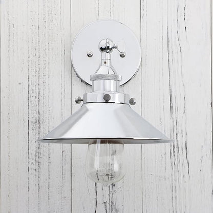 PERMO Vintage Industrial Metal Wall Sconce Lighting 180 Degree Adjustable Wall Lamp (Chrome)