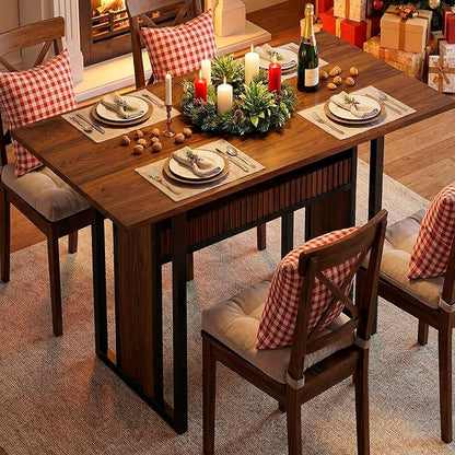 YATINEY 47.2 Inch Dining Table for 4, Kitchen Table with Storage, Morden Dining Room Table, Easy Assembly, Walnut CZ01BH