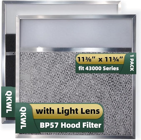 BP57 Range Hood Filter with Light Lens 11-3/8 x 11-3/4 In 1-Pack Stove Hood Vent Aluminum Grease Air Filter for Broan-NuTone 43000 Series Kitchen Exhaust Range Hood