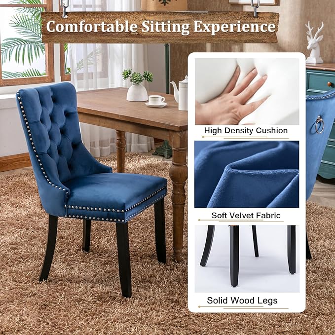 Goujxcy 7-Piece Extendable Dining Table Set for 6, 63-78 Inch Faux Travetine Kitchen Table Set with 6 Blue Upholstered Chairs Modern Wood Expandable Dining Room Table Set for Kitchen Apartment
