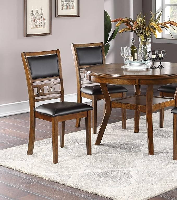 47" Classic Round Dining Table with Open Shelf, Kitchen Table with Robust Flared Legs, Elegant Restaurant Table with Sturdy Rubber Wood Construction for Living Room Kitchen Island Restaurant, Walnut