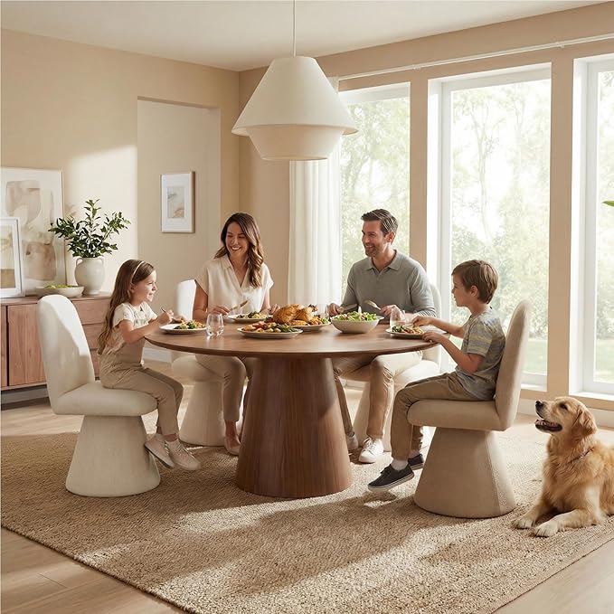 KISLOT Swivel Dining Chairs Set of 1, Modern Upholstered Dining Chair Mid Century Kitchen Chairs with Wave Shaped High Back, 360 Degree Rotating Vanity Chair for Dining Room, Bedroom, Farmhouse, Beige