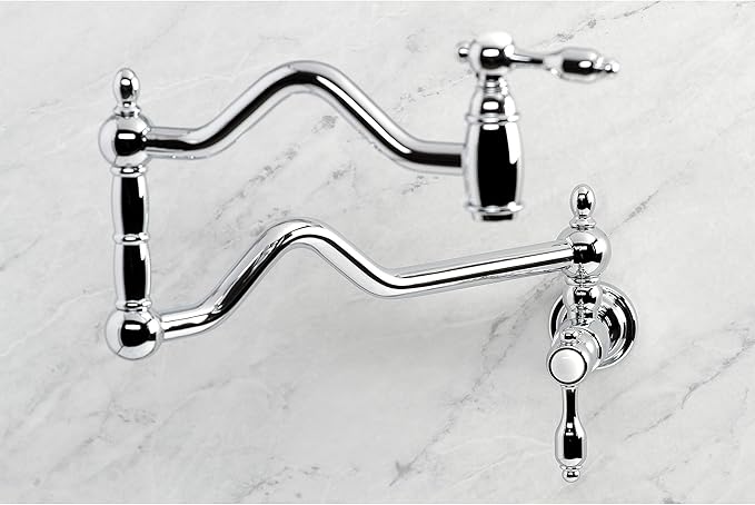 Kingston Brass KS2101TAL Tudor Wall Mount Pot Filler, Polished Chrome