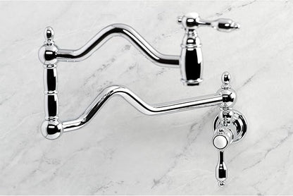 Kingston Brass KS2101TAL Tudor Wall Mount Pot Filler, Polished Chrome