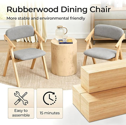 Folding Chairs with Padded Seats,Wooden Stackable Dining Chair,Easy to Store Foldable Dining Chairs for Kitchen, Living Room, Wedding Party Picnic (Dark Gray)