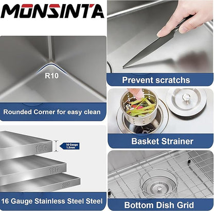 33 Inch Double Farmhouse kitchen Sink,16-Gauge SUS304 Stainless Steel Farm Sinks, 50/50 Apron Front Features Workstaion Sink With Accessories,33''×20''×10" Large and Deep Double Kitchen Sinks