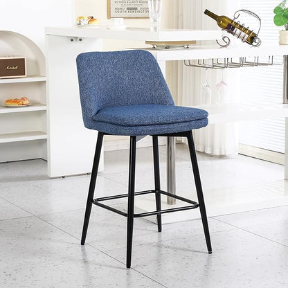 Modern Dining Chairs,Set of 2,Sturdy and Stylish,Simple Natural Design,Swivel Bar Stools with Back,Versatile Use in Kitchen Island Pub,Applicable to Front Porch,Garden,Patio,Reception Room,Blue-Linen