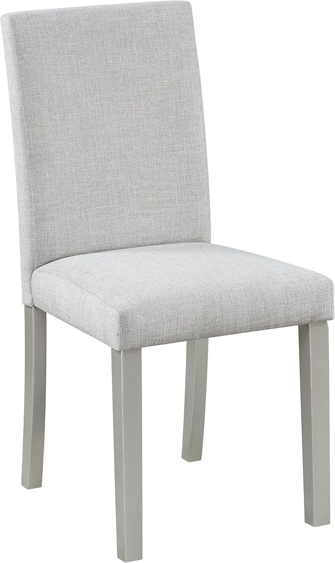Ball & Cast Upholstered Dining-Room Chairs Set of 4, Kitchen Island Chair with Linen Padded Seat & Silver Wood Legs, 4pcs Modern Armless Side-Chair for Dining, Gray