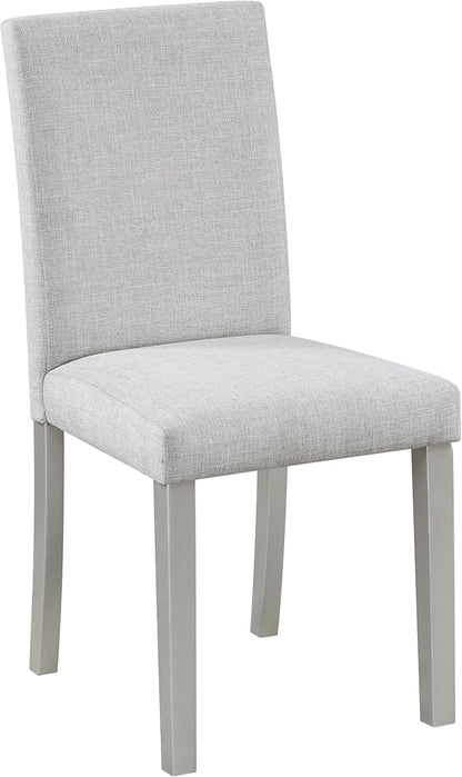 Ball & Cast Upholstered Dining-Room Chairs Set of 4, Kitchen Island Chair with Linen Padded Seat & Silver Wood Legs, 4pcs Modern Armless Side-Chair for Dining, Gray