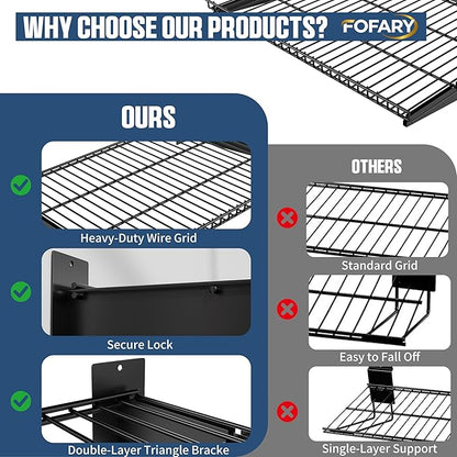 Heavy Duty Garage Wall Shelving 24"x16.5" 2-Pack, Adjustable Shelving Wall Mounted Shelves for Garage, Laundry Room, Closet, Total 200 lbs Load Capacity, Black