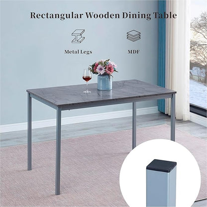 Faux Marble Dining Table for 4, Modern Kitchen & Dining Room Table for 4, Rectangular Dinner Table for Small Space, Grey