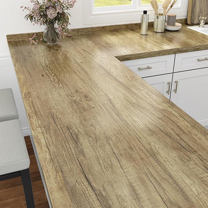 WESTICK 24" x 120" Wood Grain Contact Paper for Countertops Self Adhesive Wooden Wallpaper Peel and Stick Waterproof Wood Contact Paper Removable Wooden Look Wallpaper for Cabinets Tables Desk Vinyl
