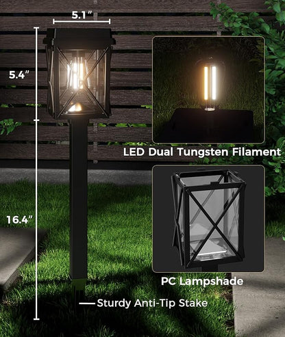 XMCOSY+ Solar Lights Outdoor Waterproof, 6 Pack Adjustable Brightness Solar Pathway Lights, 3-in-1 Landscape Light for Yard Backyard Driveway Walkway Landscape Path (Warm/Cool White)