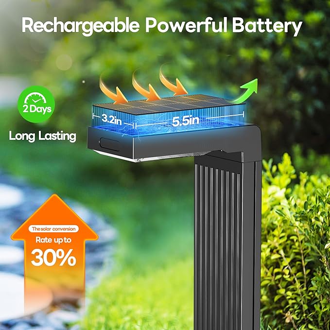 COXSENI Solar Pathway Lights Outdoor 4Pack, 2 Color in 1 Motion Sensor Walkway Lights 400LM with Warm/Cool White, 12H Lasting, IP65 Waterproof Solar Powered Landscape Lighting for Garden, Yard