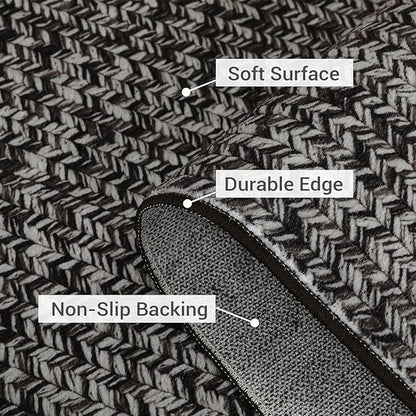 Washable Area Rug 10x13 Rug for Living Room Modern Rugs for Bedroom Imitation Braided Large Area Rug Non Slip Throw Rugs Stain Resistant Carpet for Nursery Dining Room 10'x13' Grey/Brown
