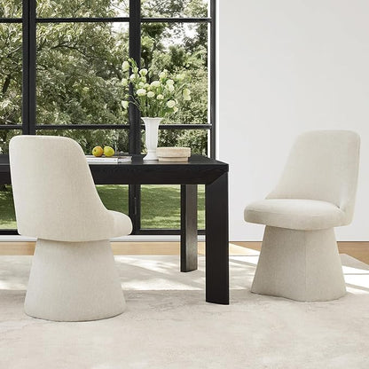 KISLOT Swivel Dining Chairs Set of 4, Upholstered Mid Century Modern Deskchair with High Back, Linen Fabric Kitchen Chairs for Dining Room, Bedroom, Dressing Room, Linen