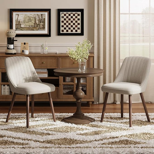 MALOL Upholstered Dining Chairs Set of 2, Modern Fabric Kitchen Chairs with Back, Wood Legs for Kitchen Dining Room Restaurant, Camel
