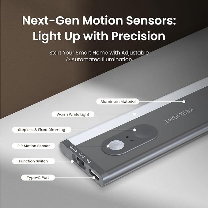 Under Cabinet Lighting, Motion Sensor Under Counter Lights for Kitchen, 66 LED Rechargeable Closet Light Fixture, Stepless Dimming, 4000K Wireless Light for Counter, Wardrobe, Hallway, Stairs