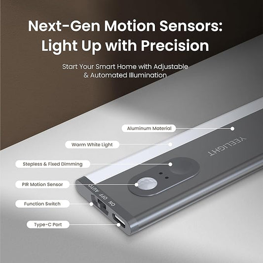 Under Cabinet Lighting, Motion Sensor Under Counter Lights for Kitchen, 66 LED Rechargeable Closet Light Fixture, Stepless Dimming, 4000K Wireless Light for Counter, Wardrobe, Hallway, Stairs