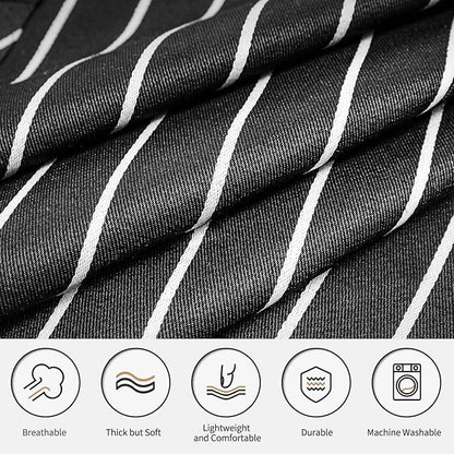 NLUS 2 Pack Cooking Aprons for Women with Pockets Adjustable Kitchen Bib Aprons for Women Men Chef, Black/White Stripe (Classic Black/White Stripes)