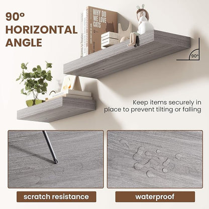 Acovy 48 Inch Floating Shelves for Wall 1 Pack, 48" Wall Shelves for Books, Storage, Decor, Wall Mounted Floating Shelf with Invisible Brackets for Kitchen, Living Room, Gray