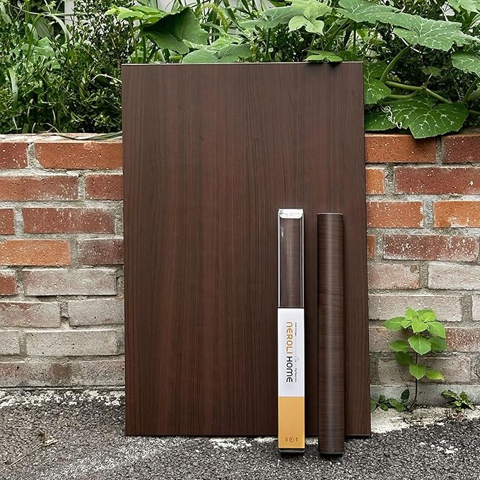 Deep Espresso Dark Walnut Wood Contact Paper - 17.3" x 118" Matte Thick Vinyl Wrap, Peel and Stick Waterproof Wallpaper for Kitchen Cabinets & Furniture DIY