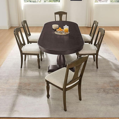 Ball & Cast Farmhouse Extendable Dining Table for 6-8, 76"-94" Long Extendable Kitchen-Table with Leaf, Mid Century Curved Wooden Expandable Table w/18 Leaves,Drop-Leaf Breakrest Table, Dark Brown