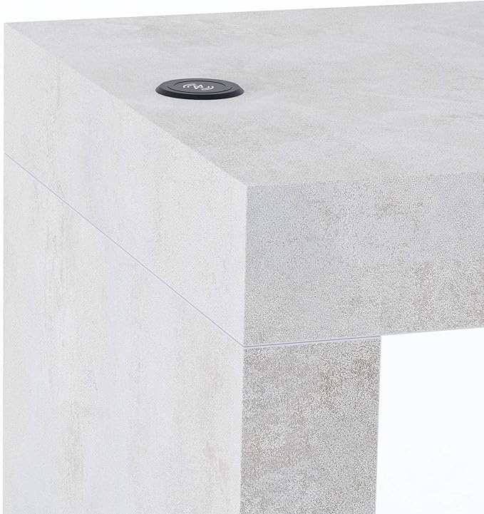 Mobili Fiver, Evolution Dining Table 70.9 x 23.6 in, with Wireless Charger, Concrete Effect, Grey with Two Legs, Made in Italy