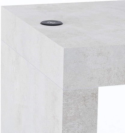 Mobili Fiver, Evolution Dining Table 47.2 x 23.6 in, with Wireless Charger, Concrete Effect, Grey with Two Legs, Made in Italy