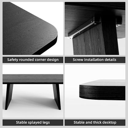 Casaphoria 79" Rectangular Dining Table for 6-8 People, Modern Farmhouse Style with 8-Leg Design for Kitchen, Living Room & Dining Room, Black