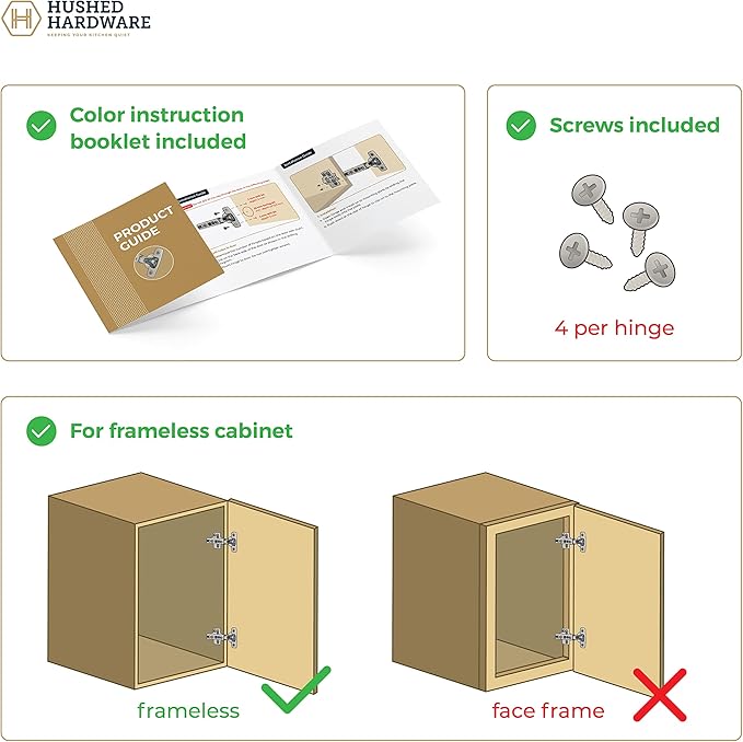 Soft Close Cabinet Hinge Set. 10 Inset Soft Close Hinges for Kitchen Cabinets with Adjustable Close Speeds.