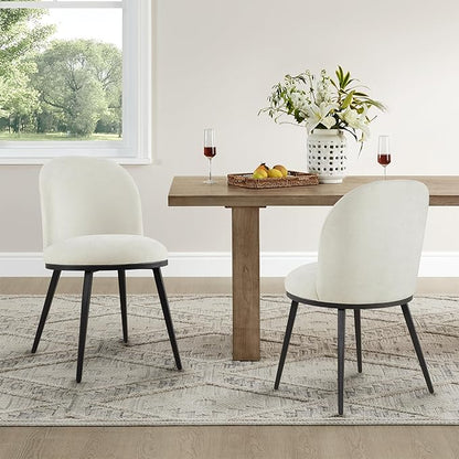 KISLOT Dining Chairs Set of 2, Fabric Upholstered Dining Room Chairs with Ergonomic Backrest & Metal Legs, Modern Kitchen Side Chairs for Home, Restaurant, and Café, Dove