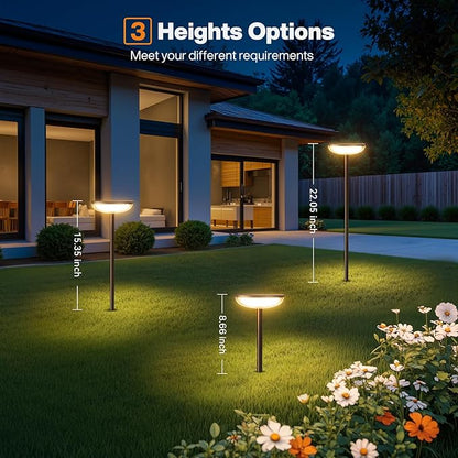 ELECLINK Tall Solar Pathway Lights Outdoor, 2 Pack Solar Garden Lights Outdoor Waterproof Bright Up to 15Hrs, Round Garden Light for Yard Flower Bed Patio Path Walkway Driveway Outside Decor