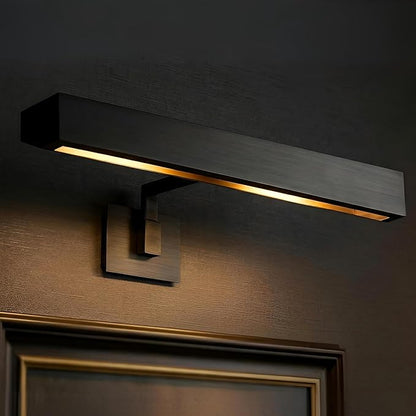 Hardwired Picture Lights for Wall 24in, Matte Black Bathroom Vanity Sconce over Mirror, Vintage Industrial Gooseneck Barn Light, Classic Art Lighting for Painting, Poster, Frame (Bulb Included)