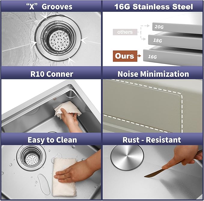 30 Inch Undermount Kitchen Sink,16 Gauge Stainless Steel Kitchen Sink Single Bowl, 30"x19"x9" Undermount Sink Ledge Workstation Sinks With All Accessories, Multi-Functional Workstation Sinks