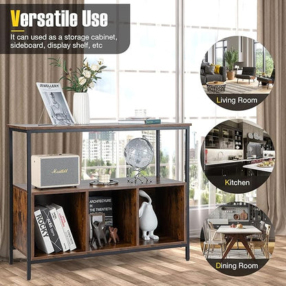 PETSITE Sideboard Buffet Table with Storage Cabinet & Shelves, Industrial Microwave Oven Stand, Coffee Bar Station, Stationary Kitchen Island Cart