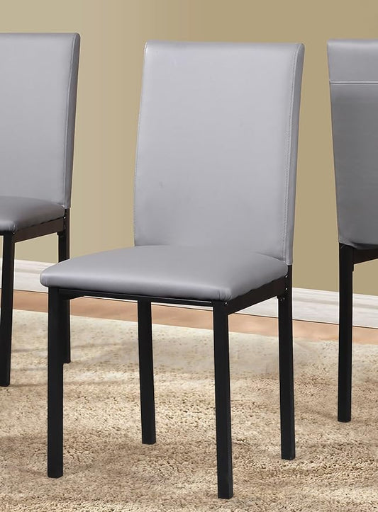Roundhill Furniture Noyes Faux Leather Metal Frame Dining Chair, Gray