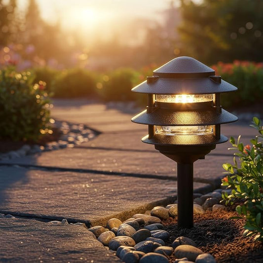 Generation Lighting 9226-12 Single Light Outdoor Path Fixture with Clear Glass, Black, 1-Light, cETL Listed, Safety Rated for Wet Locations - Outdoor Path Light, Aluminum Construction