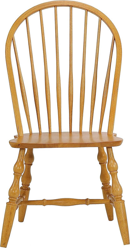 Sunset Trading Oak Selections Windsor Spindleback Dining Chair | Fully Assembled Kitchen Chair | Modern Farmhouse Minimalist Country Cottage | Light Oak | Set of 2