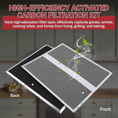 2 Pack HPF30 Range Hood Non-Duct Charcoal Filters Kit, Premium Replacement for Broan HPF30, S97020466 & Mantra/Osmos/Glacier XC Series Ductless Range Hoods, High-Efficiency Activated Carbon Filtration