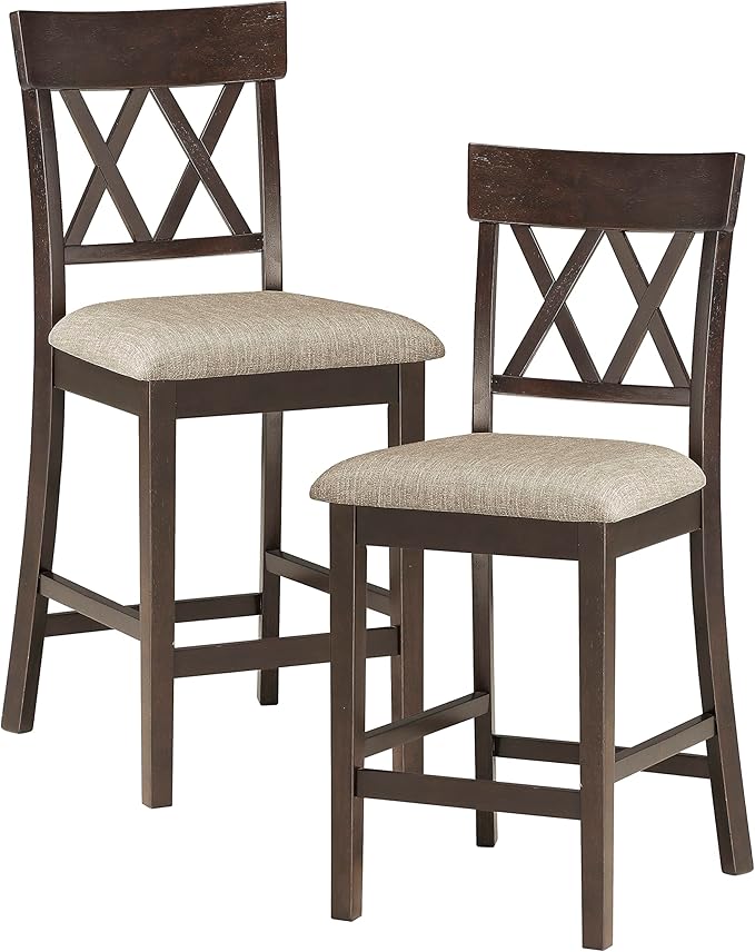 Lexicon Baronscourt 5-Piece Counter Height Dining Set (Cross Back), Dark Brown